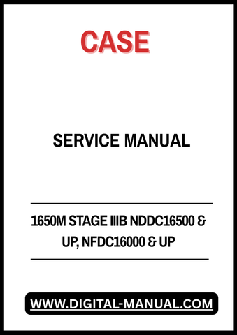 Enhance your maintenance capabilities with the CASE 1650M Stage IIIB Service Manual (Part Number: 47907869). This comprehensive guide is specifically designed for models NDDC16500 and up, as well as NFDC16000 and up, ensuring you have the right information at your fingertips for efficient servicing.