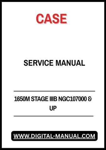 Ensure your CASE 1650M Stage IIIB NGC107000 & Up operates at peak performance with the comprehensive Service Manual (Part Number: 48048567). This essential guide provides detailed instructions and specifications, making it an invaluable resource for maintenance and repair.