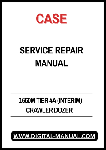 The CASE 1650M Tier 4A (Interim) Crawler Dozer Service Repair Manual is an essential resource for any technician or operator looking to maintain and repair their dozer efficiently. This comprehensive manual provides detailed instructions, diagrams, and troubleshooting tips to ensure optimal performance and longevity of your equipment. With clear, step-by-step guidance, you can confidently tackle repairs and maintenance tasks, saving time and reducing downtime on the job site. Invest in this manual to enhanc