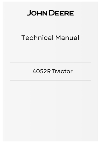 JOHN DEERE 4052R TRACTOR TM131019 TECHNICAL MANUAL - PDF