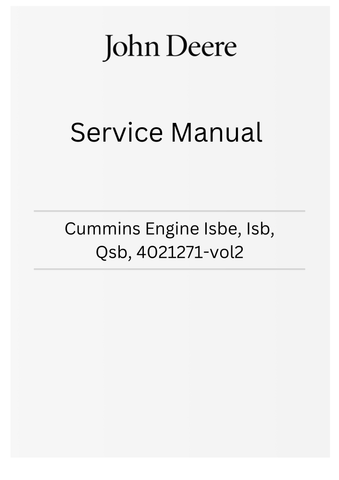 John Deere Cummins Engine ISBe, ISB, QSB, 4021271-vol2 Service Manual PDF
