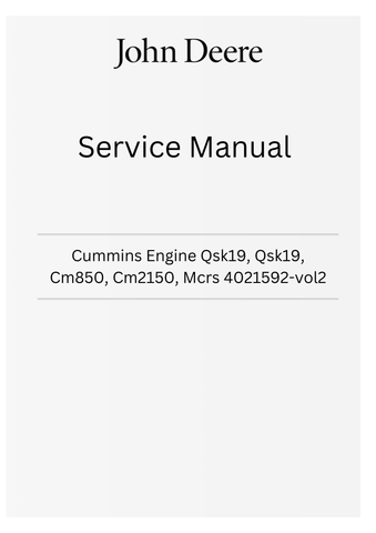 John Deere Cummins Engine QSK19, QSK19, CM850, CM2150, MCRS 4021592-vol2 Service Manual EN PDF