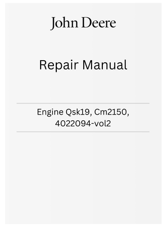 John Deere Engine QSK19, CM2150, 4022094-vol2 Repair Manual PDF